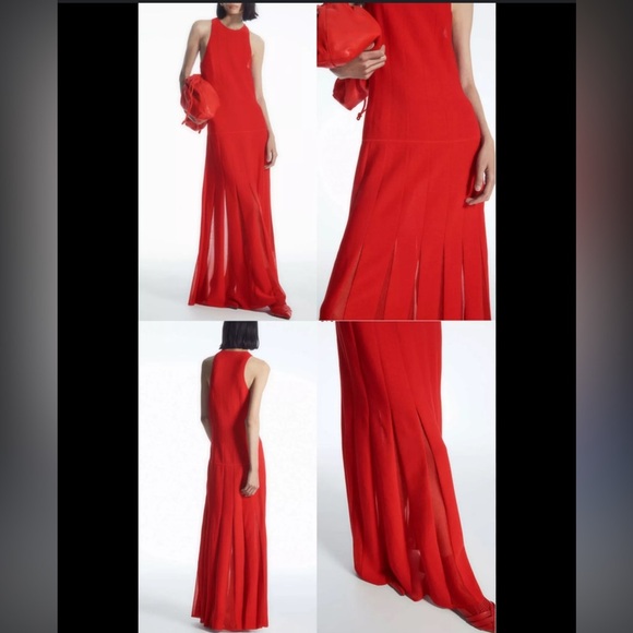 Cos Pleated Racer Neck Formal Maxi Dress NWT - Picture 4 of 12